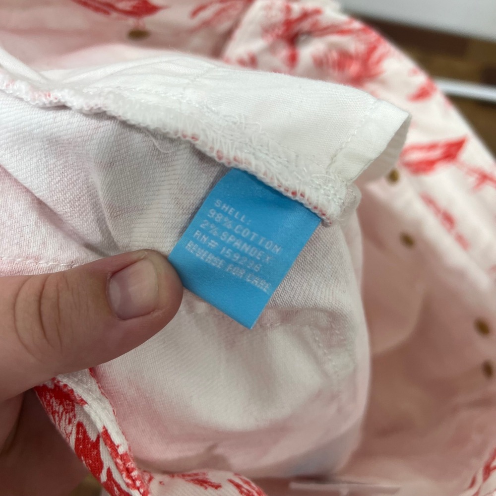 J Mclaughlin Richland Skirt 4 NWT $168 Knee Pencil Denim Heron Toile Coral White - Picture 8 of 9